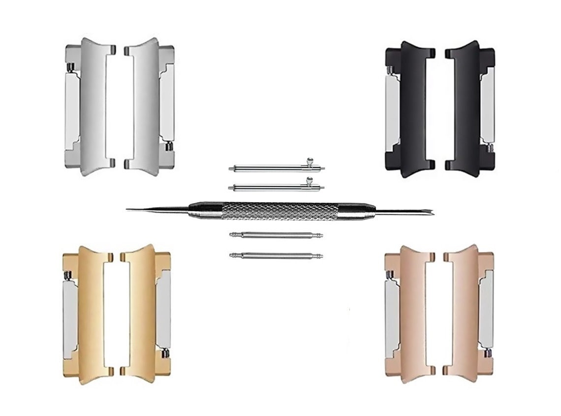 Fitbit Ionic Adapters Connectors Quick Release and Spring Bar Pins with Tool Set for 22mm Lug Attachment Bands Straps Rose Gold Silver Black